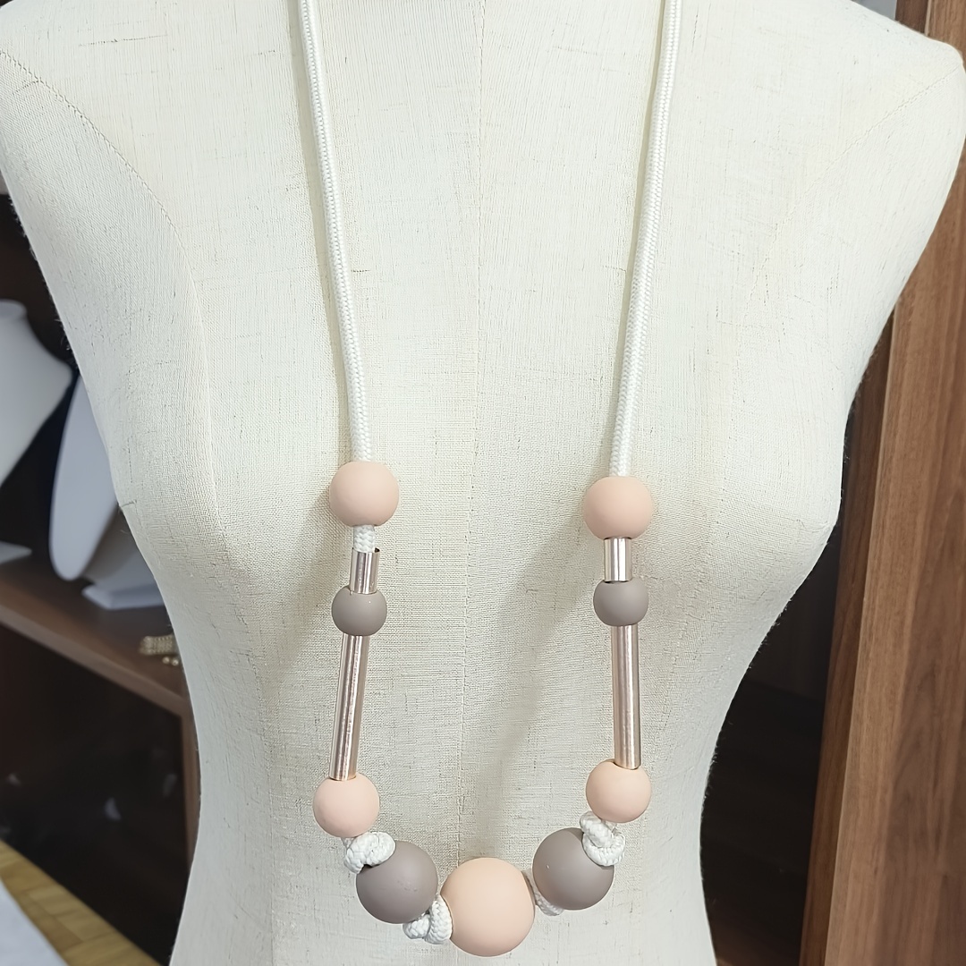 Boho Geometric Bead Necklace with Cord